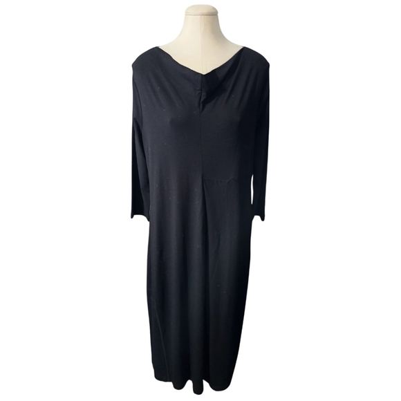 oska Dresses & Skirts - OSKA Long Sleeve Black Maxi Dress Size 3 10/12 44 Lagenlook Utilitarian Cowlneck